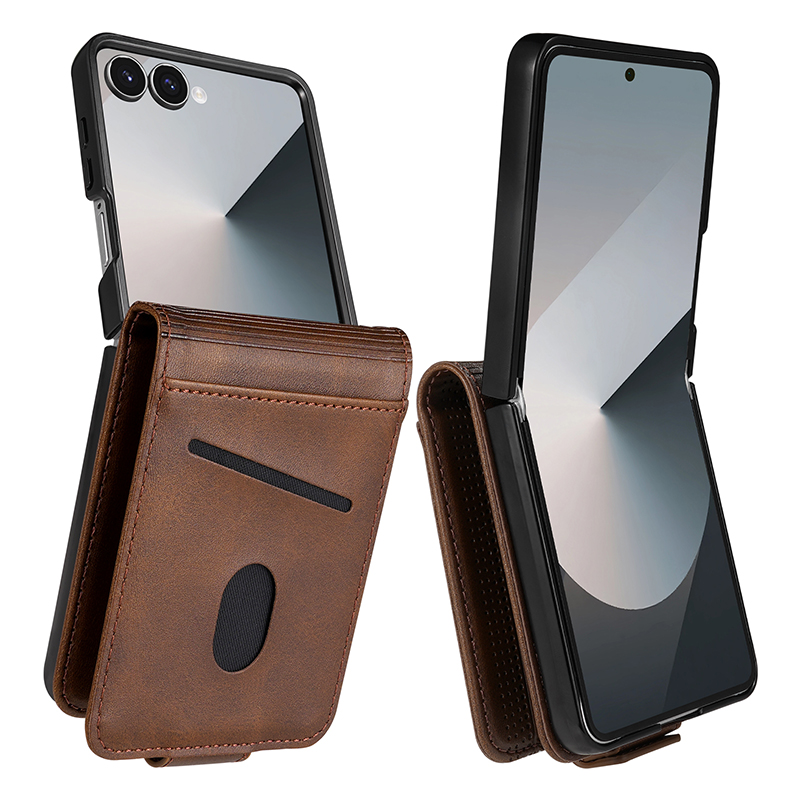 Leather Wallet Card Holder Phone Cover - Skórzane etui na telefon z przegródkami