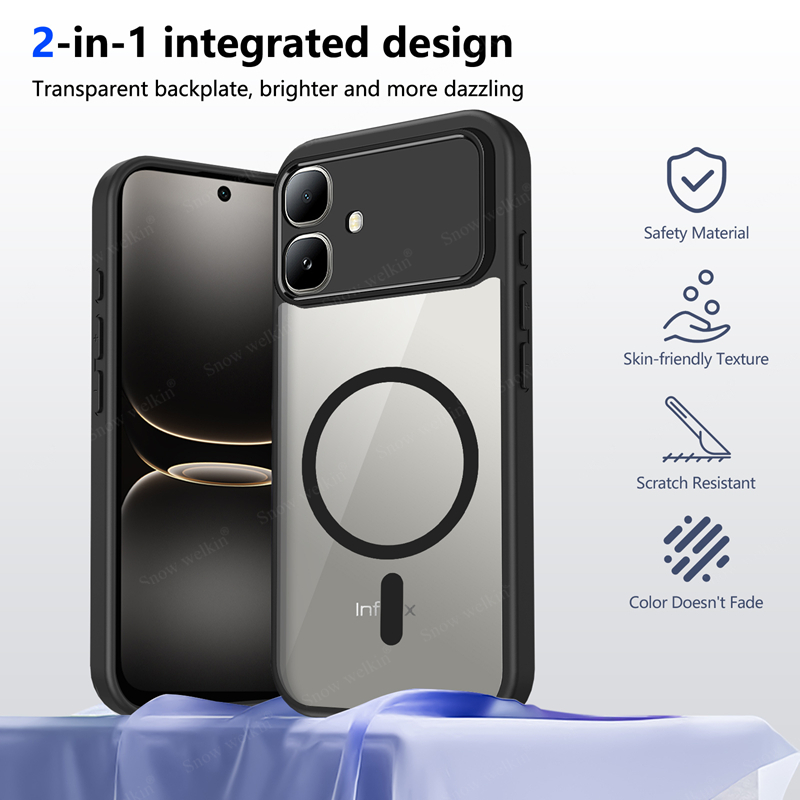 Clear Shockproof Bumper Case - Magnetyczne, przezroczyste silikonowe etui na Infinix