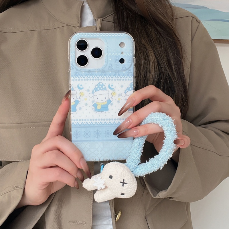 Urocza zimowa czapka w kropki, – Cute Cartoon Wrist Strap Silicone Case recenzja i cena